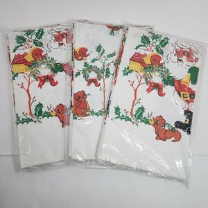 Reed Christmas Table Cover Santa Holiday Decor Paper Material‎ - Lot of 3